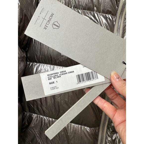 NWT Moncler x Rick Owens Cyclopic Down Puffer Jacket Silver Women Size 1 - Picture 8 of 16